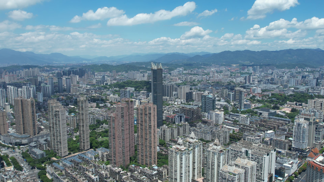 福州城市高楼建筑天际线风光航拍